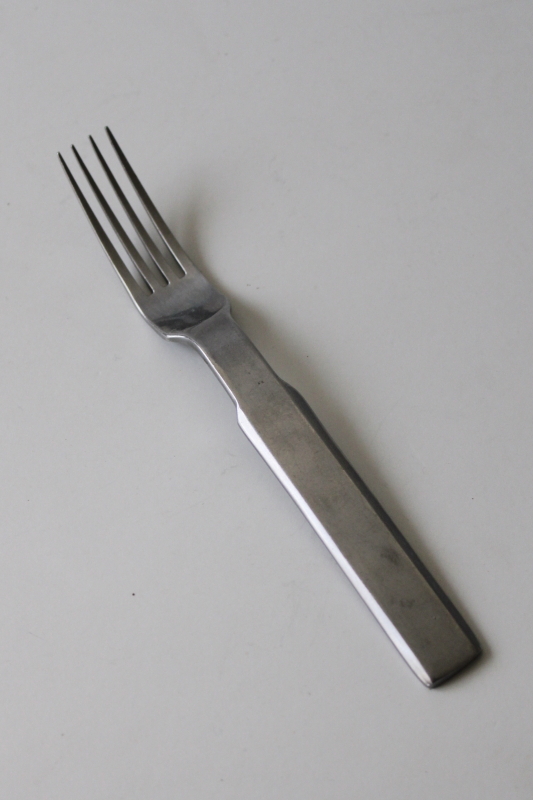 70s mod vintage stainless fork heavy square cubist shape Stanley Roberts SRB165