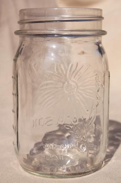 70s vintage Ball Mason flower series glass canning jar, Black Eyed Susan