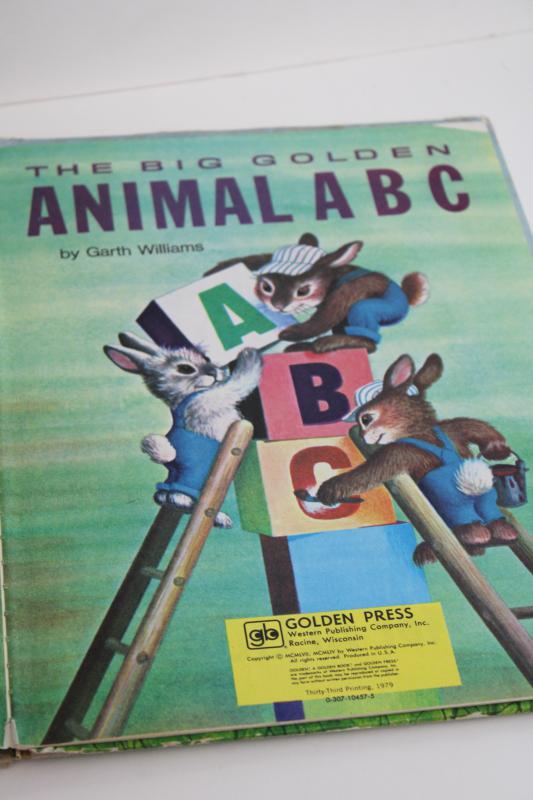 70s vintage Big Golden Book Animal ABC, Garth Williams picture book