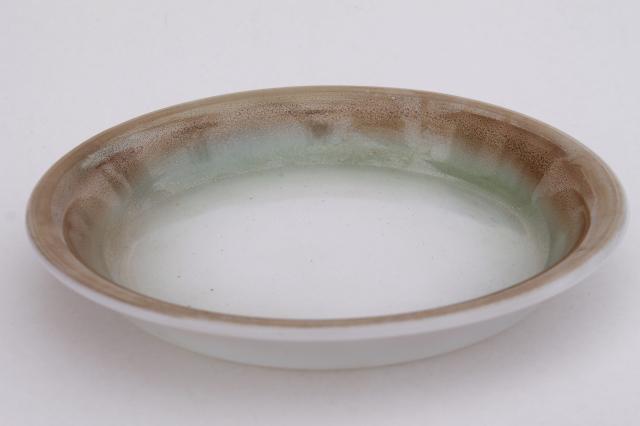 70s vintage Federal glass pie plate pan, Moss Brown iridescent luster milk glass