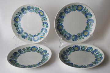 70s vintage Figgjo Flint Turi design ceramic salad plates mid century mod flowers print
