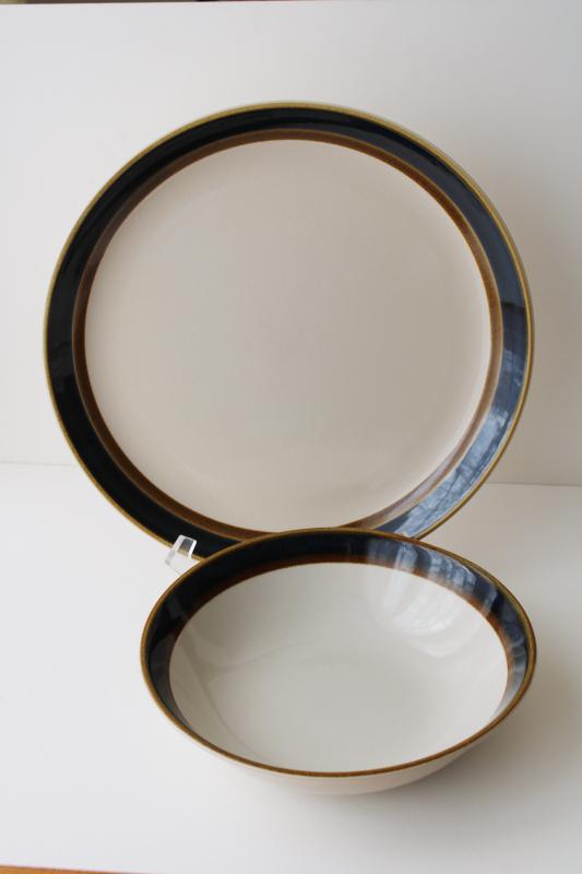 70s vintage Japan stoneware, Mikasa St Lucia Caribbean chop plate & serving bowl