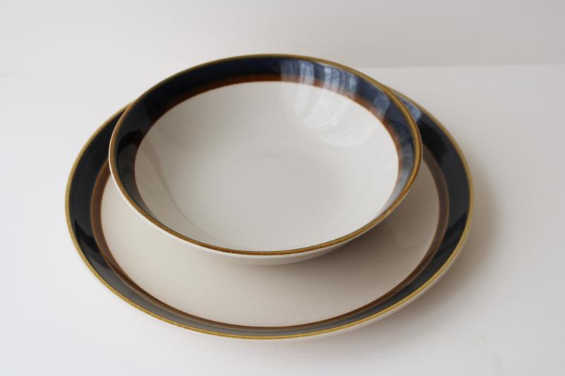 70s vintage Japan stoneware, Mikasa St Lucia Caribbean chop plate & serving bowl