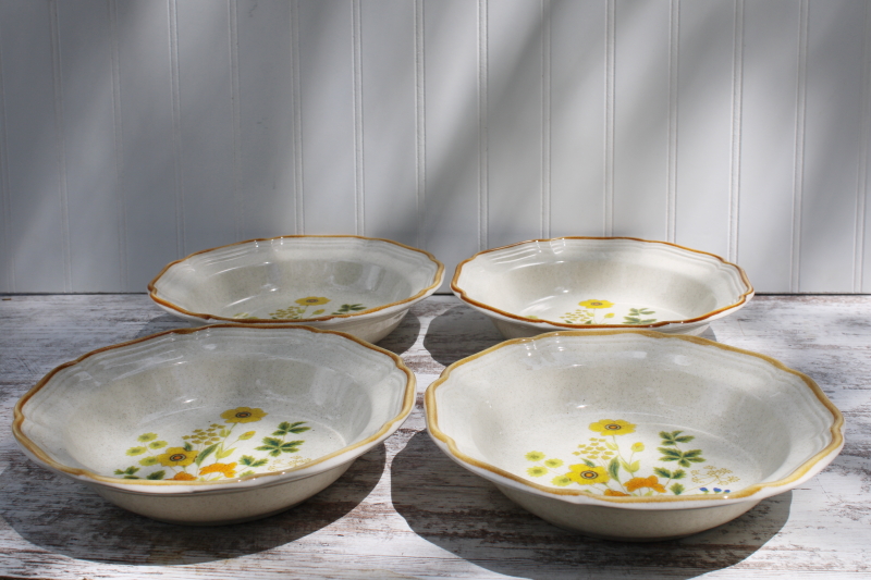 70s vintage Japan stoneware soup bowls Mikasa Garden Club Fresh Floral wildflowers