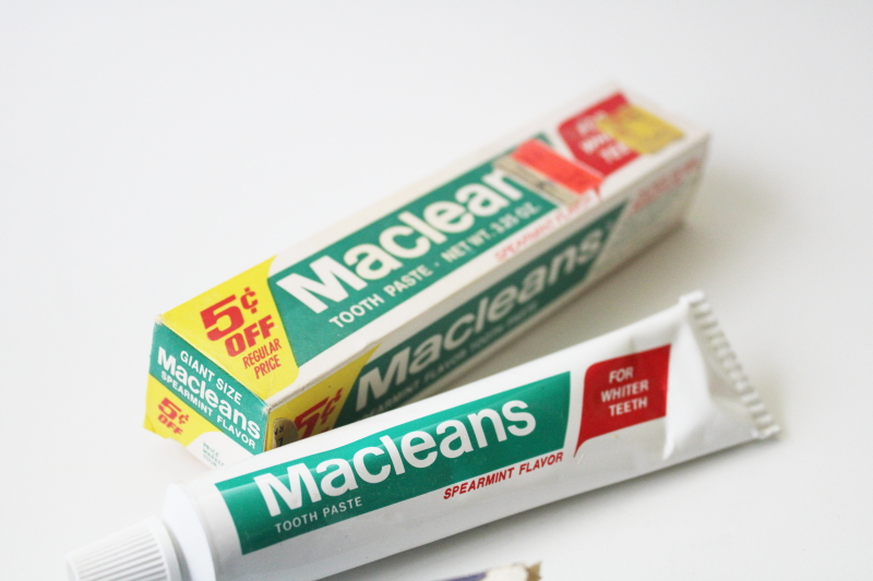 70s vintage Macleans toothpaste metal tubes in original boxes Beecham advertising