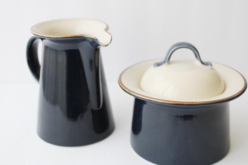 70s vintage Mikasa Japan stoneware pottery cream & sugar, St Lucia Caribbean 