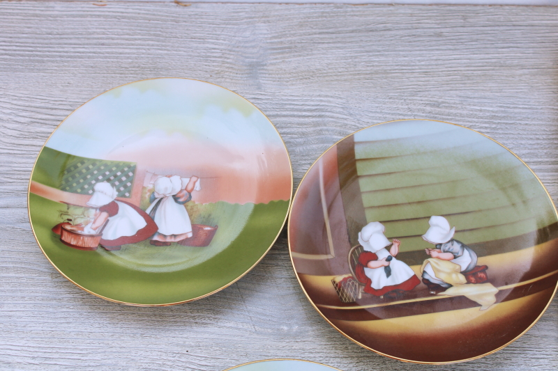 70s vintage Royal Bayreuth china plates complete set antique Sunbonnet Babies days of the week