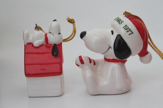 70s vintage Snoopy / Peanuts Christmas ornaments set in original