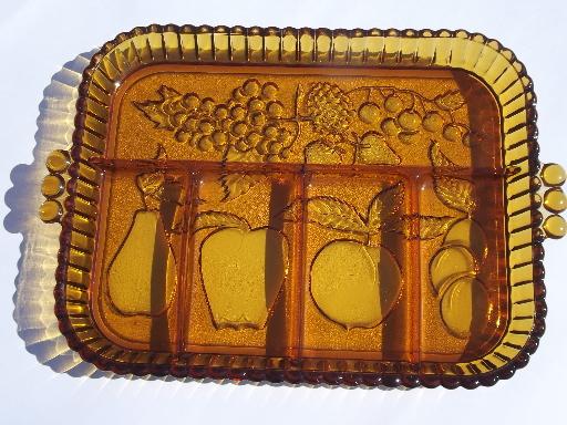 Vintage Orange Carnival Glass Leaf Tray very popular.