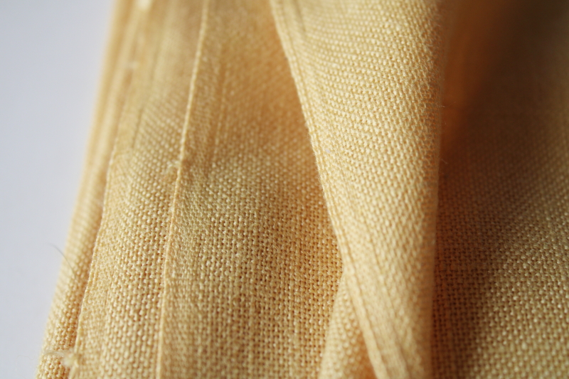 70s vintage fabric, mustard gold poly linen weave fabric for clothes or decor sewing