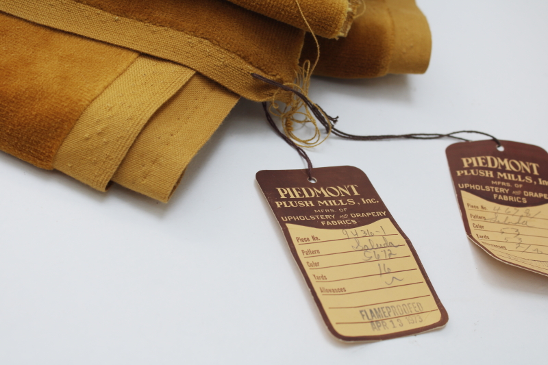 70s vintage harvest gold heavy cotton velvet upholstery fabric new w