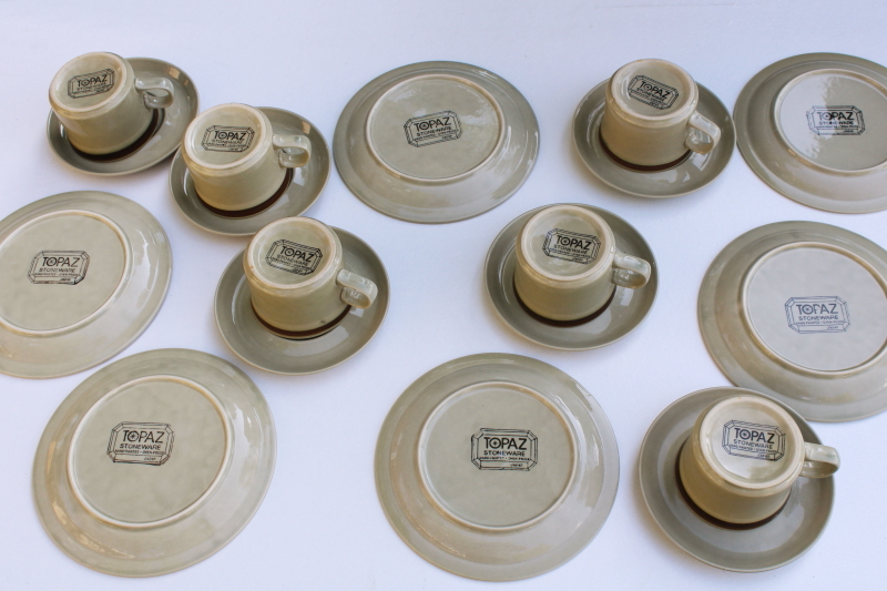 70s vintage heavy stoneware pottery dinnerware made in Japan, oven proof ceramic