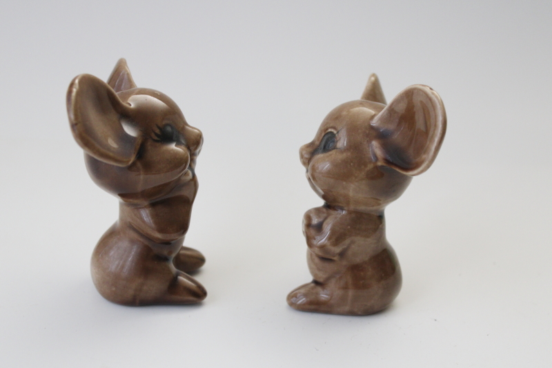 70s vintage hobbyist ceramic figurines, retro big eyed mouse kitchen mice pair
