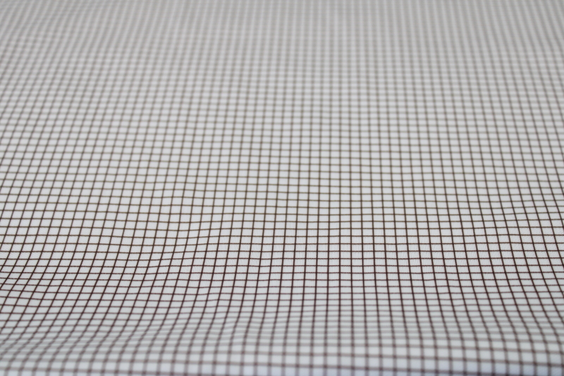 70s vintage polyester tricot knit fabric, poly dress fabric for mod working girl, tan / white checks