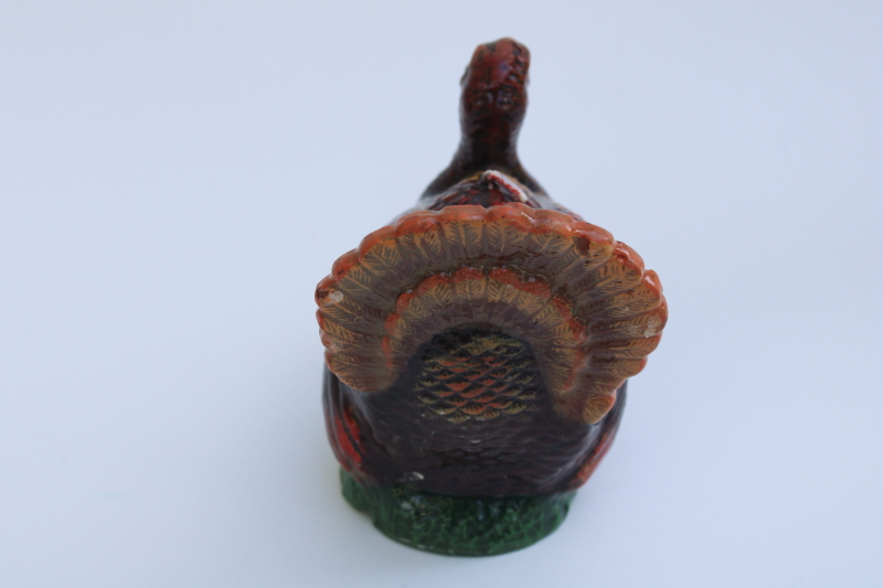 70s vintage wax candle, Thanksgiving turkey art sculpture holiday table centerpiece display