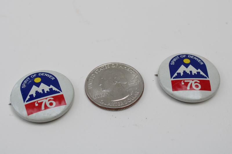76 Spirit of Denver pins, vintage Colorado memorabilia bicentennial red