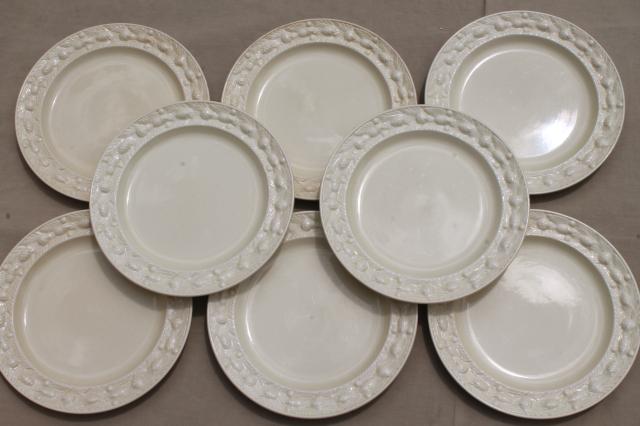 8 vintage creamware china dinner plates w/ Della Robbia border, Adams ...