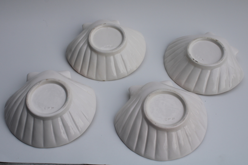 80s 90s vintage Fitz  Floyd Coquille scallop shell soap dish bowls w/ sea shells