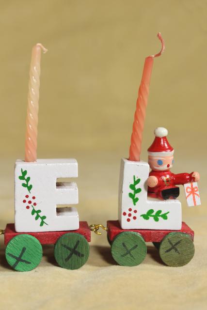 80s 90s vintage NOEL train Christmas ornament hand painted wood holiday decoration