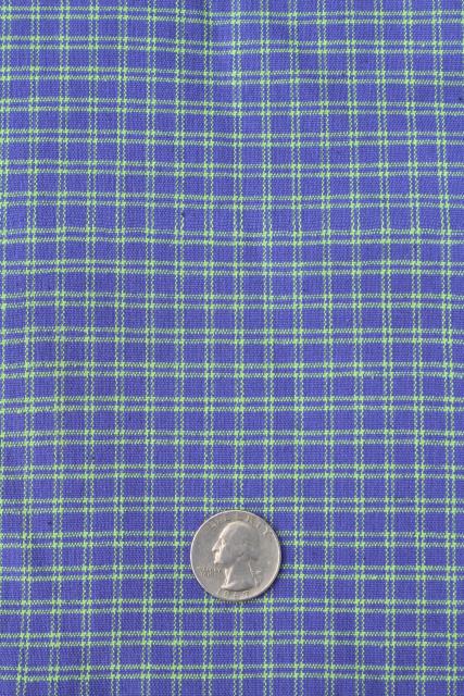 80s 90s vintage country cowgirl shirting cotton fabric, windowpane woven checks in girly colors