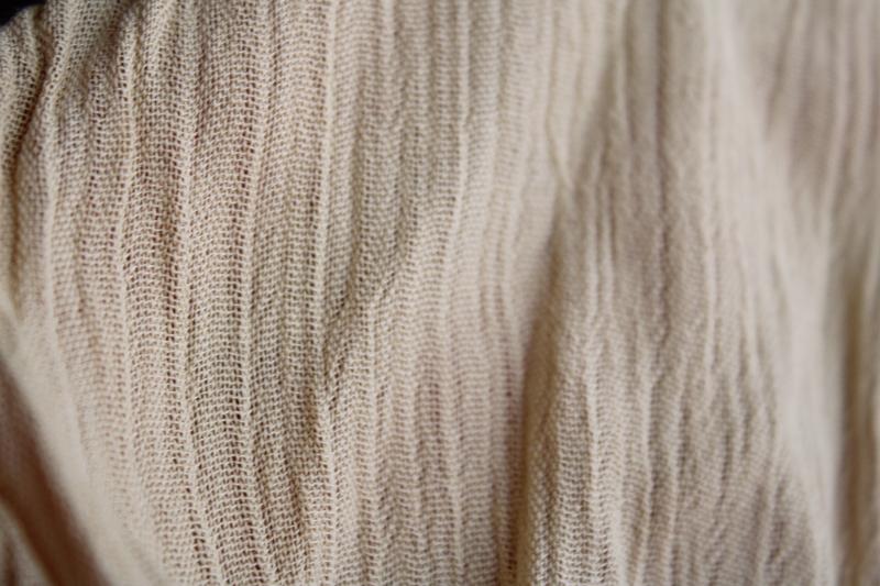 80s 90s vintage rayon blend crinkle fabric, warm tan latte solid color