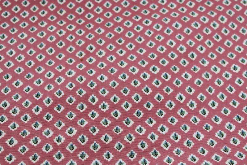 80s vintage Waverly cotton decorator fabric, Rosemary small sprig print dusty rose