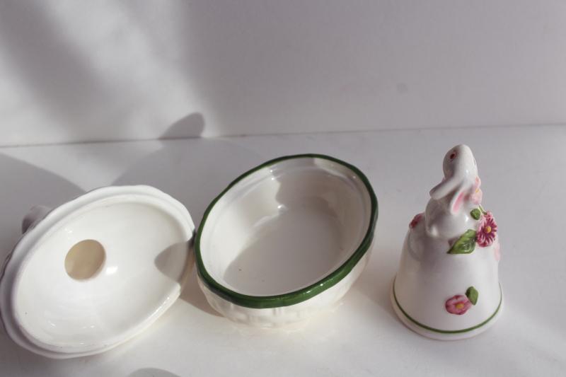 80s vintage Weiss Brazil for Avon Easter egg, bunnies pin tray, china bell