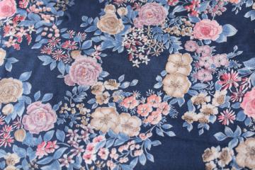 80s vintage floral print cotton poly fabric, cottagecore prairie girl style