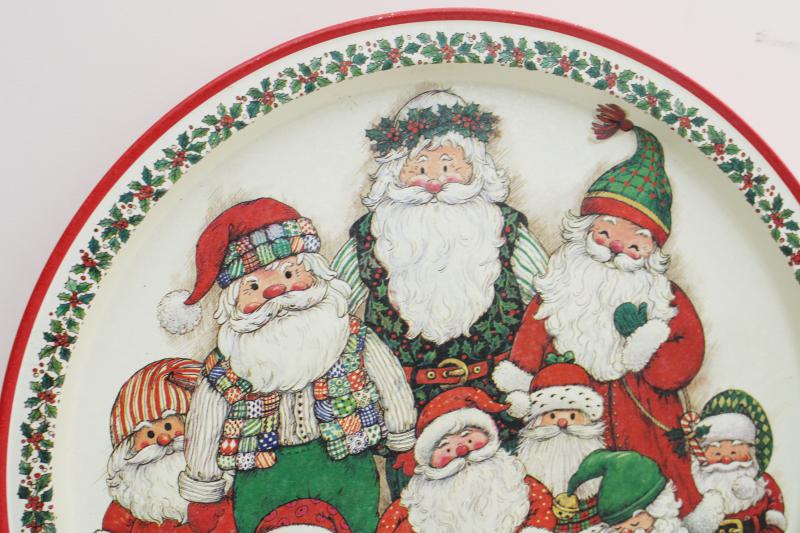 90s vintage Christmas serving tray, Potpourri Designs Wim Schimmer Santa print