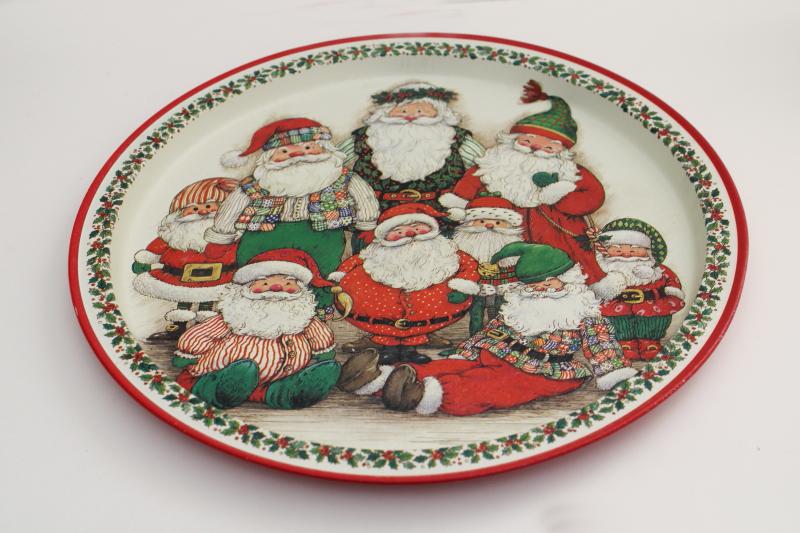 90s vintage Christmas serving tray, Potpourri Designs Wim Schimmer Santa print