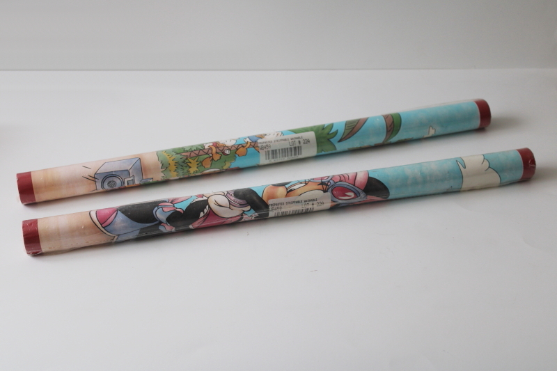 90s vintage Disney wallpaper border sealed, Minnie Mickey Mouse Donald Duck