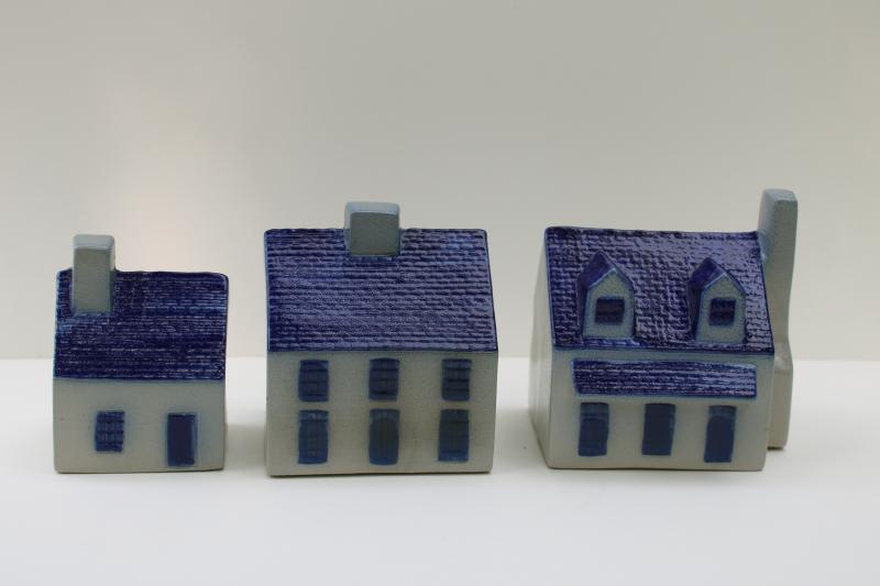 90s vintage Eldreth
pottery tiny houses village, collection of cottages