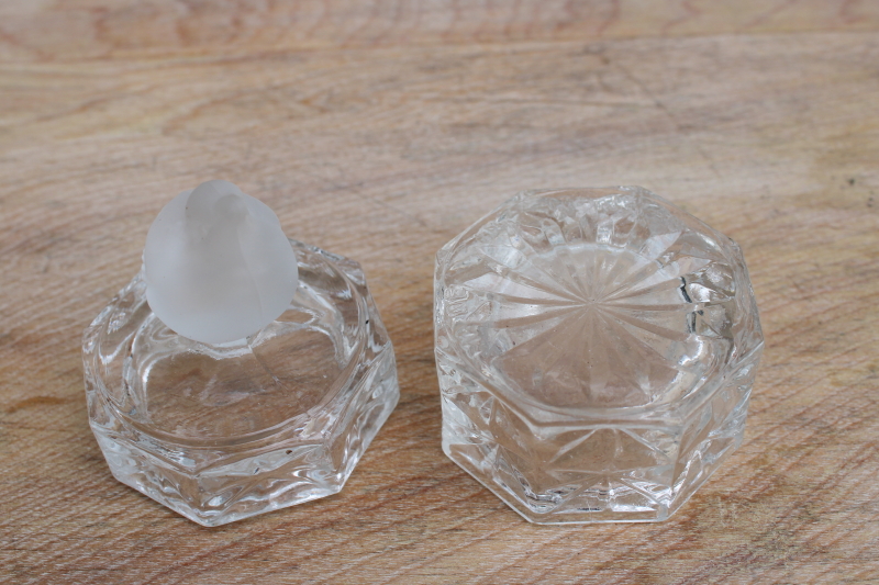 90s vintage Hofbauer Byrdes crystal, tiny trinket box w/ frosted glass bird