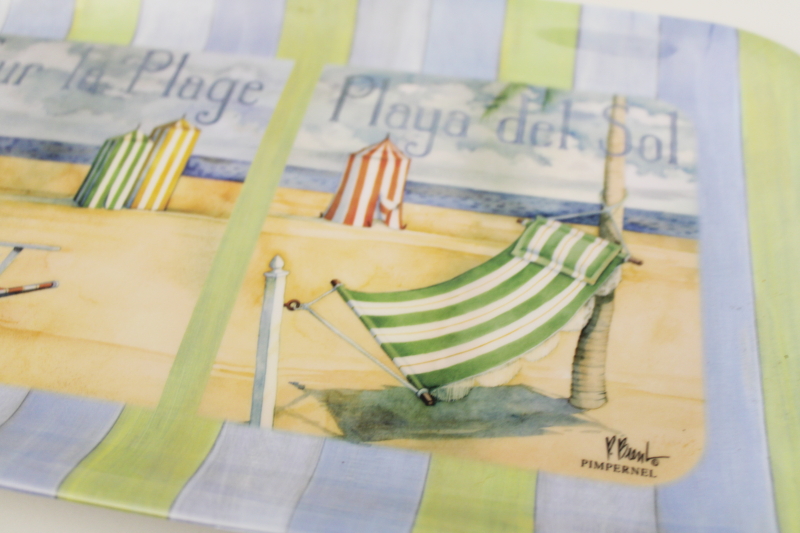 90s vintage Pimpernel melamine plastic tray coastal beach scene Playa del Sol