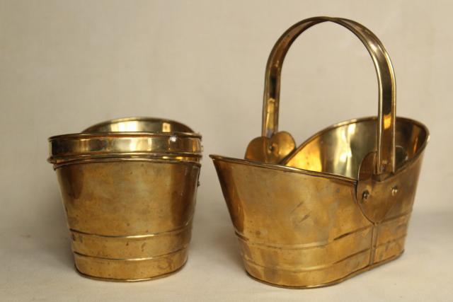 90s vintage brass baskets, flower buckets planter flower pots modern rustic style