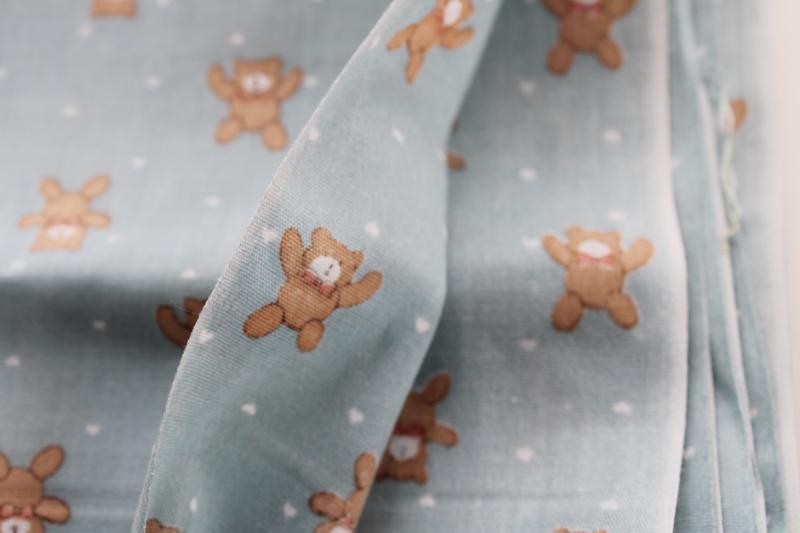 90s vintage cotton fabric, tiny teddy bears print for crafts, sewing material