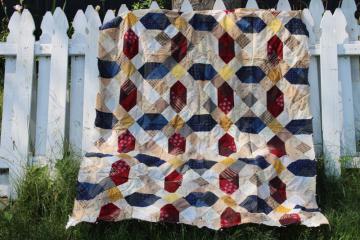 90s vintage cotton prints patchwork quilt top, unfinished wall hanging, table cover, mini quilt