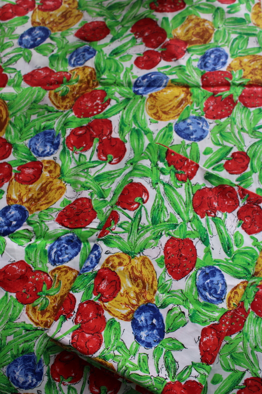90s vintage crisp cotton fabric w/ colorful fruit print, tropical style