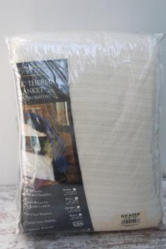 90s vintage soft fluffy creamy white acrylic thermal weave blanket, in package Sears label