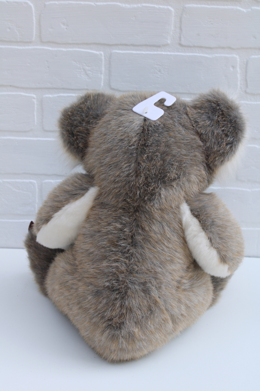 90s vintage stuffed animal, large toy fluffy furry plush koala w/ teddy bear shape