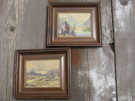 A C Leighton Canadian Rockies oil or watercolors, framed miniature prints