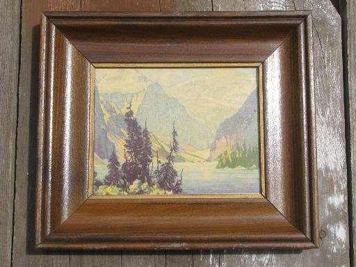 A C Leighton Canadian Rockies oil or watercolors, framed miniature prints