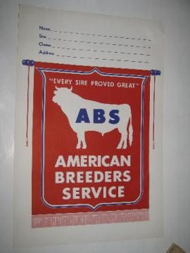 ABS American Breeder's Service sign w/ bull, for show cow stall