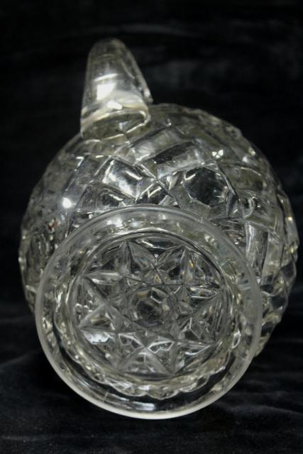 APG antique crystal clear glass water pitcher, Richmond buttons & bars pattern Fostoria Ohio