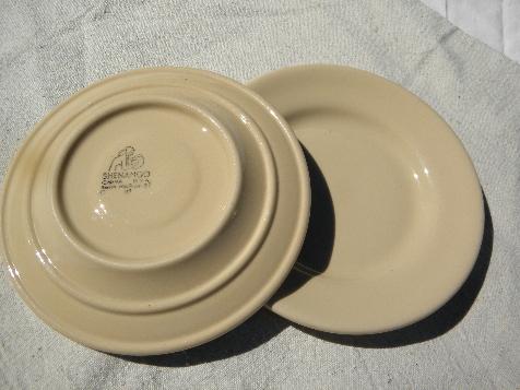 Adobe ware brown restaurant ironstone, sandwich plates, vintage Syracuse china