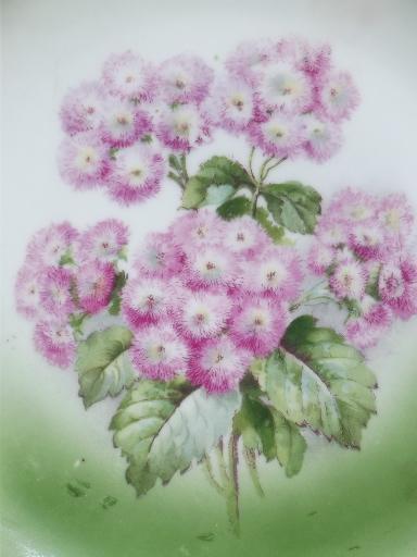 Ageratum flower vintage china tray or serving plate, old floral china