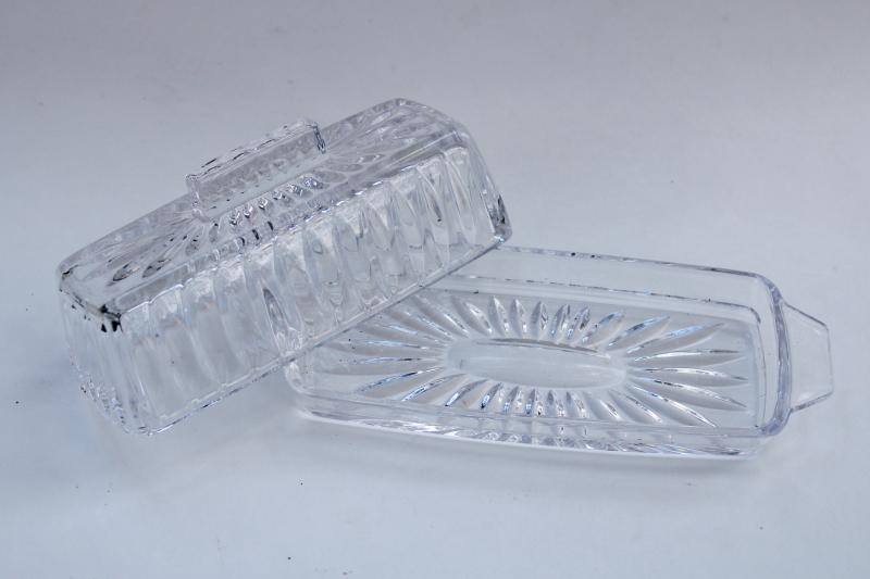 Althea Gorham crystal butter dish plate w/ cover, vintage glassware