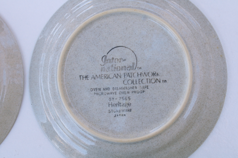 American Patchwork Heritage International stoneware salad plates set of 8 1980s vintage