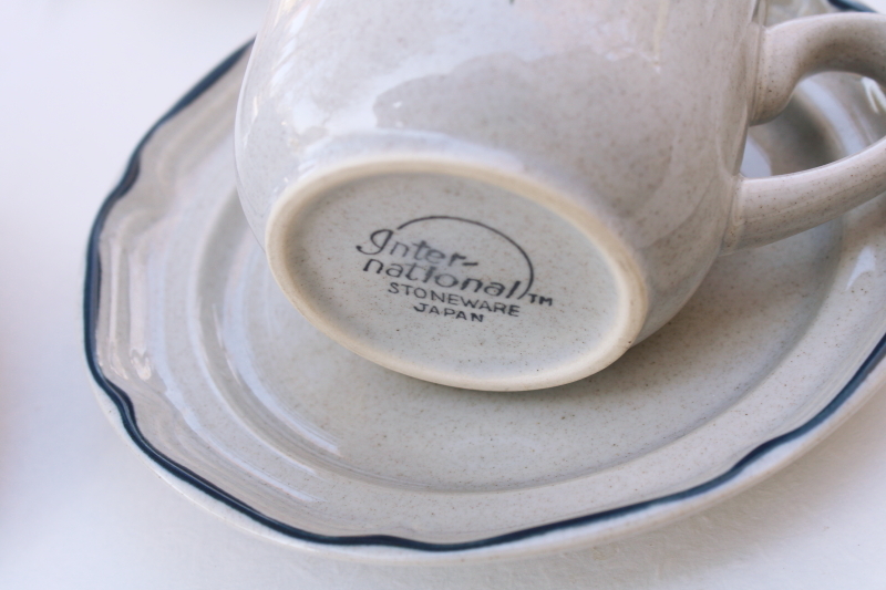 American Patchwork pattern Heritage International stoneware cups  saucers 1980s vintage