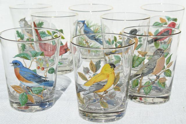 Vintage West Virginia Glass Set of 8 Pheasant Lowball Rocks